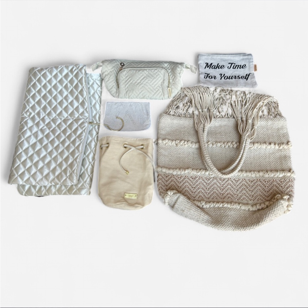 Beige and Cream Tote Bag Set